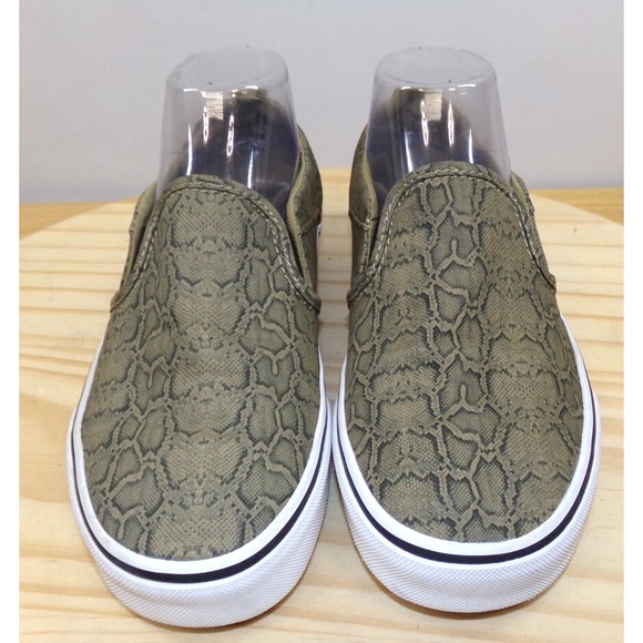 Vans Asher Slip On Shoes Sneakers 721356 Womens Olive Snakeskin Print Size 8.5 - Picture 1 of 8